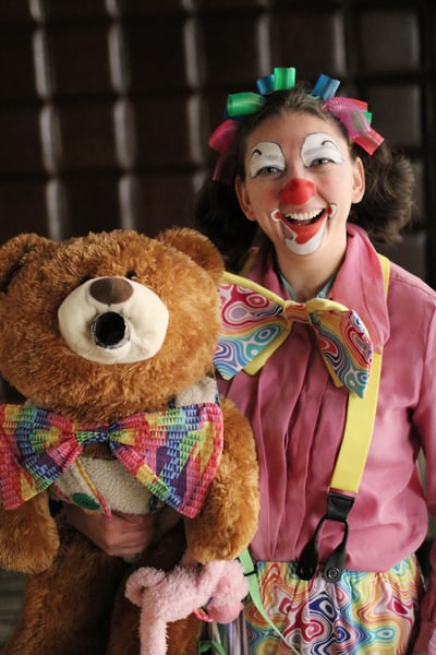 Boing the Clowna dn Snuggle Pop the bubble blowing bear